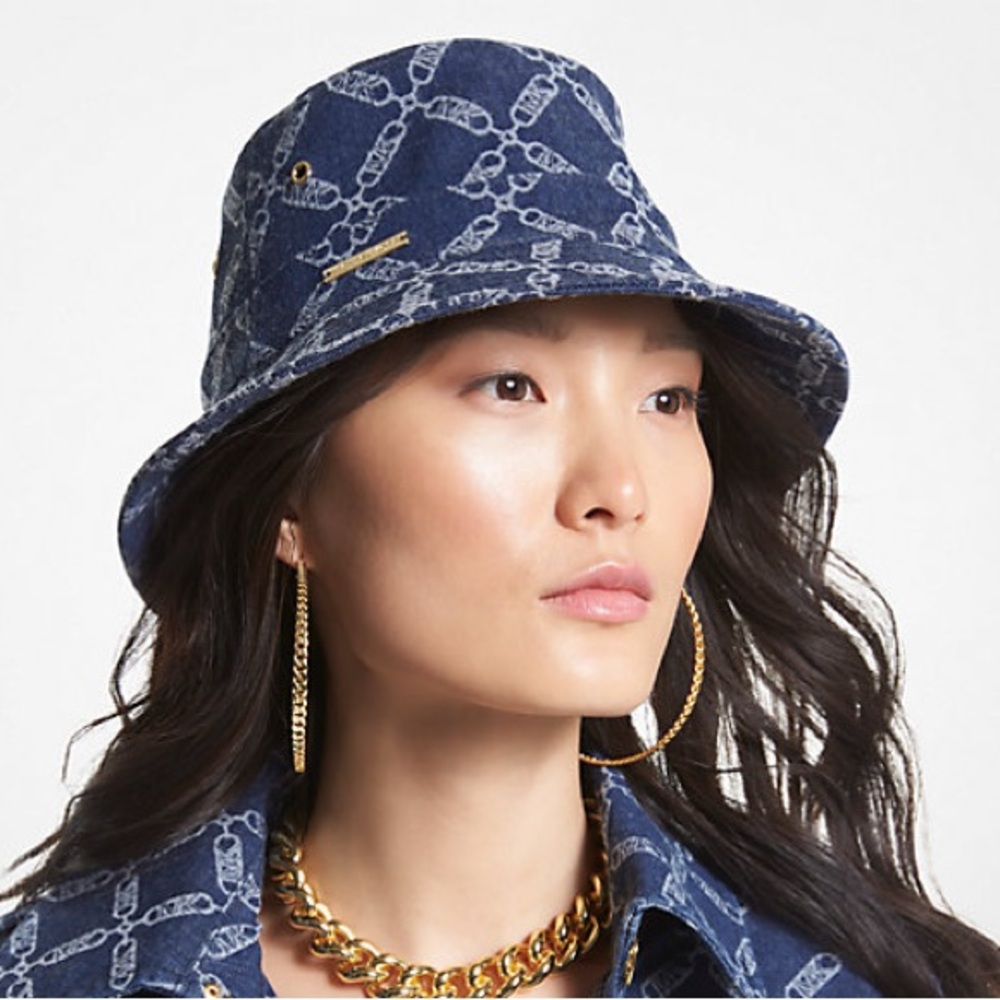 Michael Kors Logo Jacquard Denim Bucket Hat